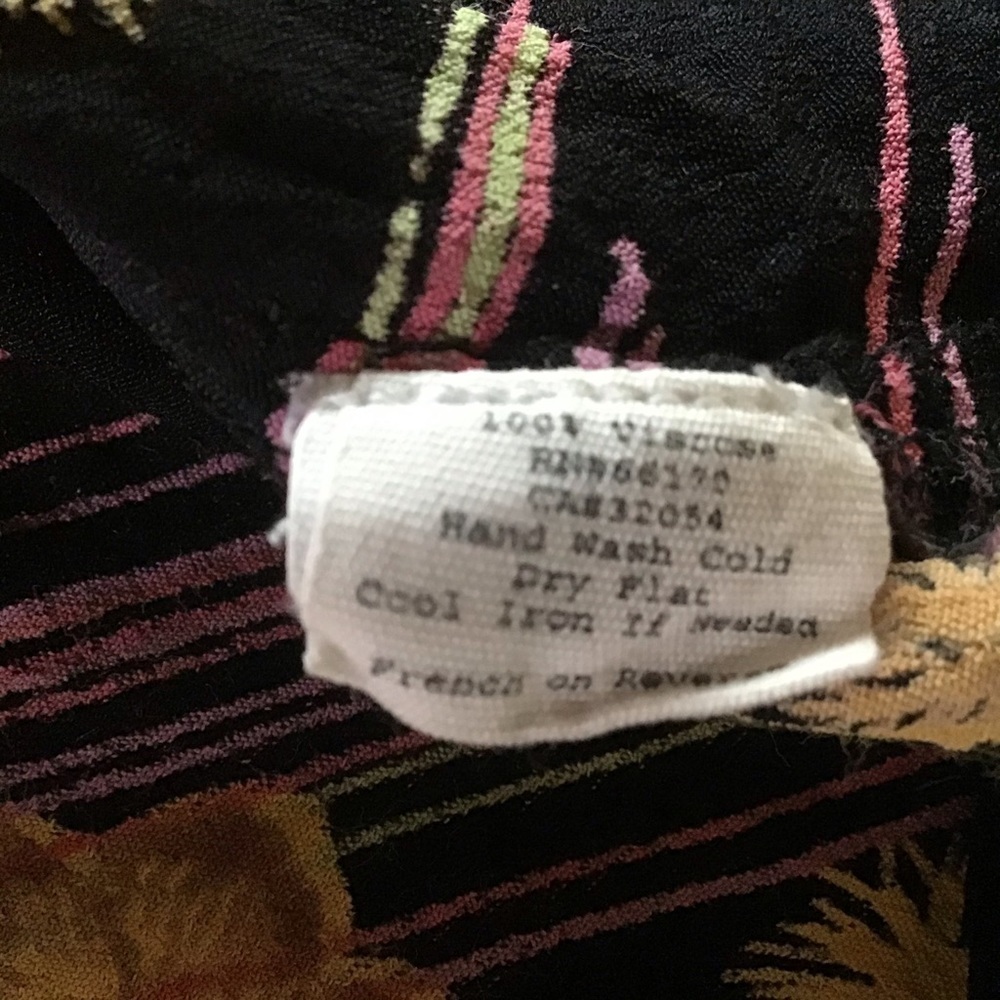 ANTHROPOLOGIE Size XS Lux Dress Mini Floral Black Purple Yellow Boho Beach - Picture 7 of 8